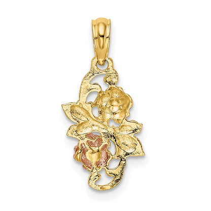 14K Two-Tone With White Rhodium Flowers Charm