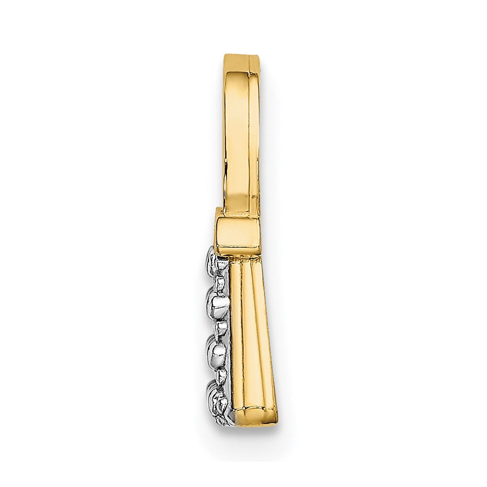 14K Yellow & Rhodium W/ Textured And Polished Purse Charm