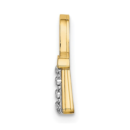 14K Yellow & Rhodium W/ Textured And Polished Purse Charm