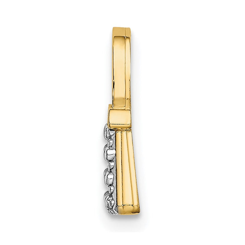 14K Yellow & Rhodium W/ Textured And Polished Purse Charm