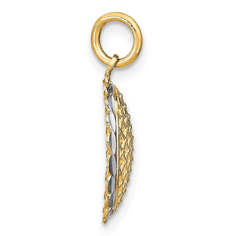14K Yellow & Rhodium W/Rhodium D/C Sunflower Pendant Charm