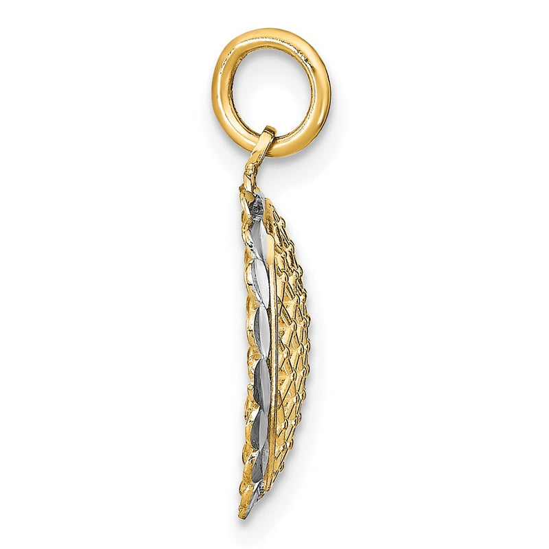 14K Yellow & Rhodium W/Rhodium D/C Sunflower Pendant Charm