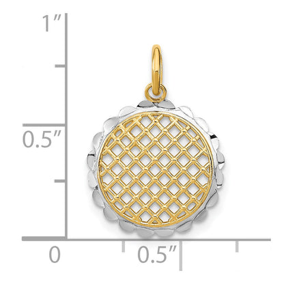 14K Yellow & Rhodium W/Rhodium D/C Sunflower Pendant Charm