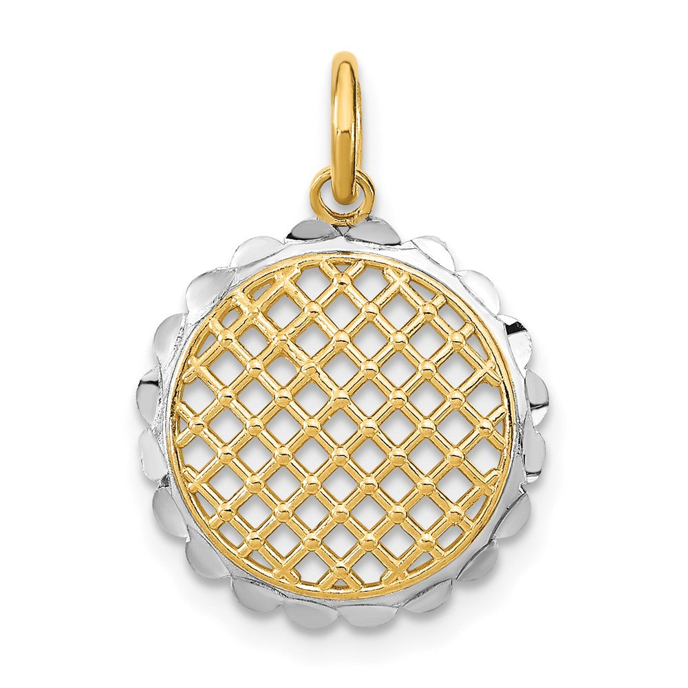 14K Yellow & Rhodium W/Rhodium D/C Sunflower Pendant Charm