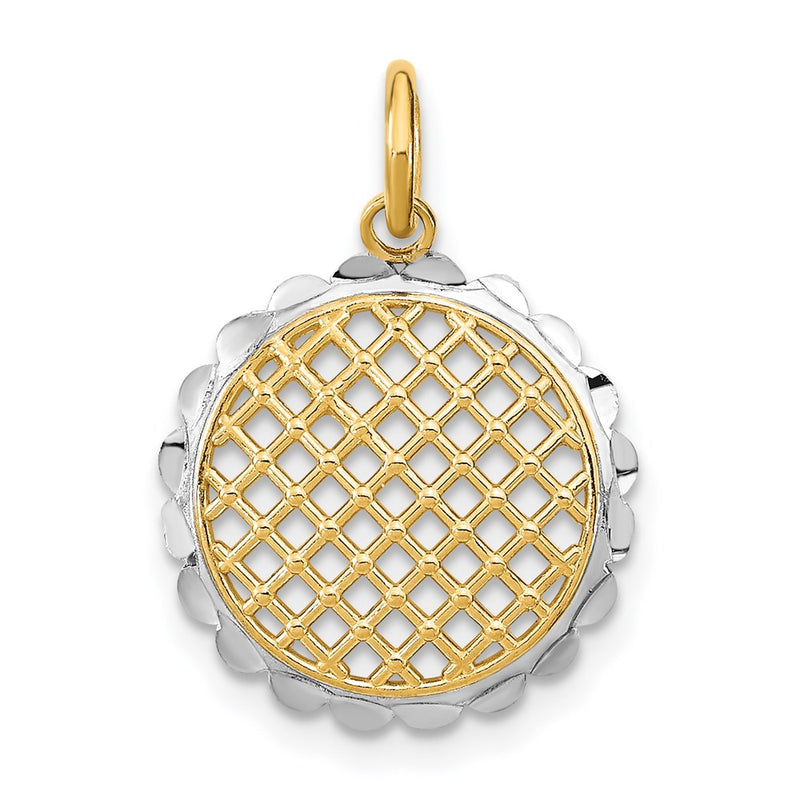 14K Yellow & Rhodium W/Rhodium D/C Sunflower Pendant Charm