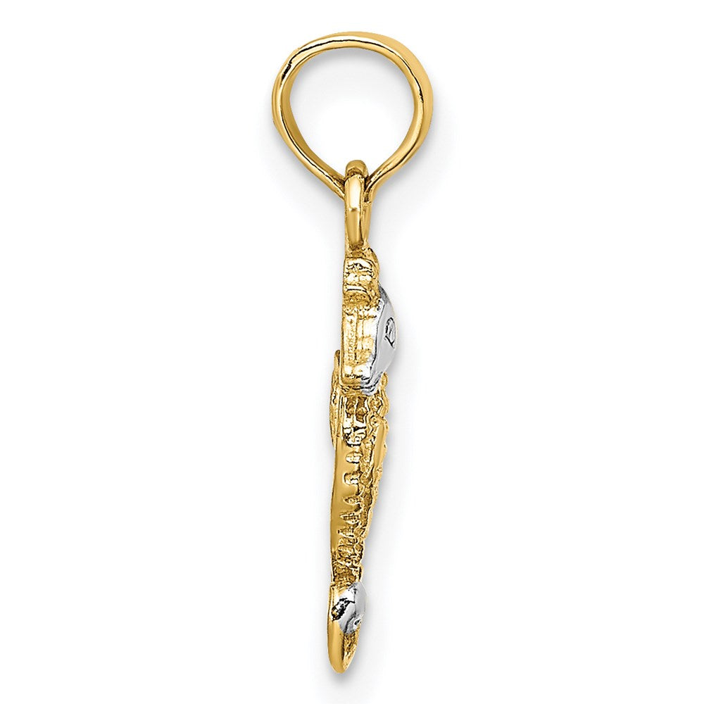 14K Yellow & Rhodium With White Seahorse Charm
