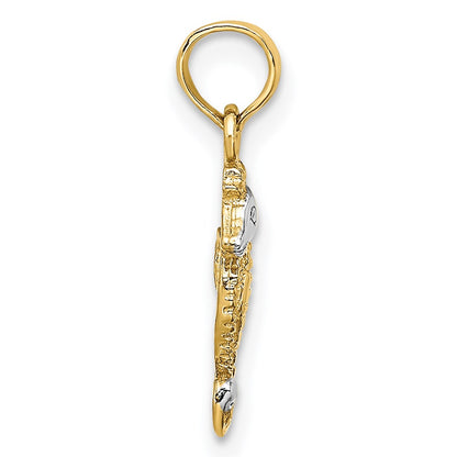14K Yellow & Rhodium With White Seahorse Charm