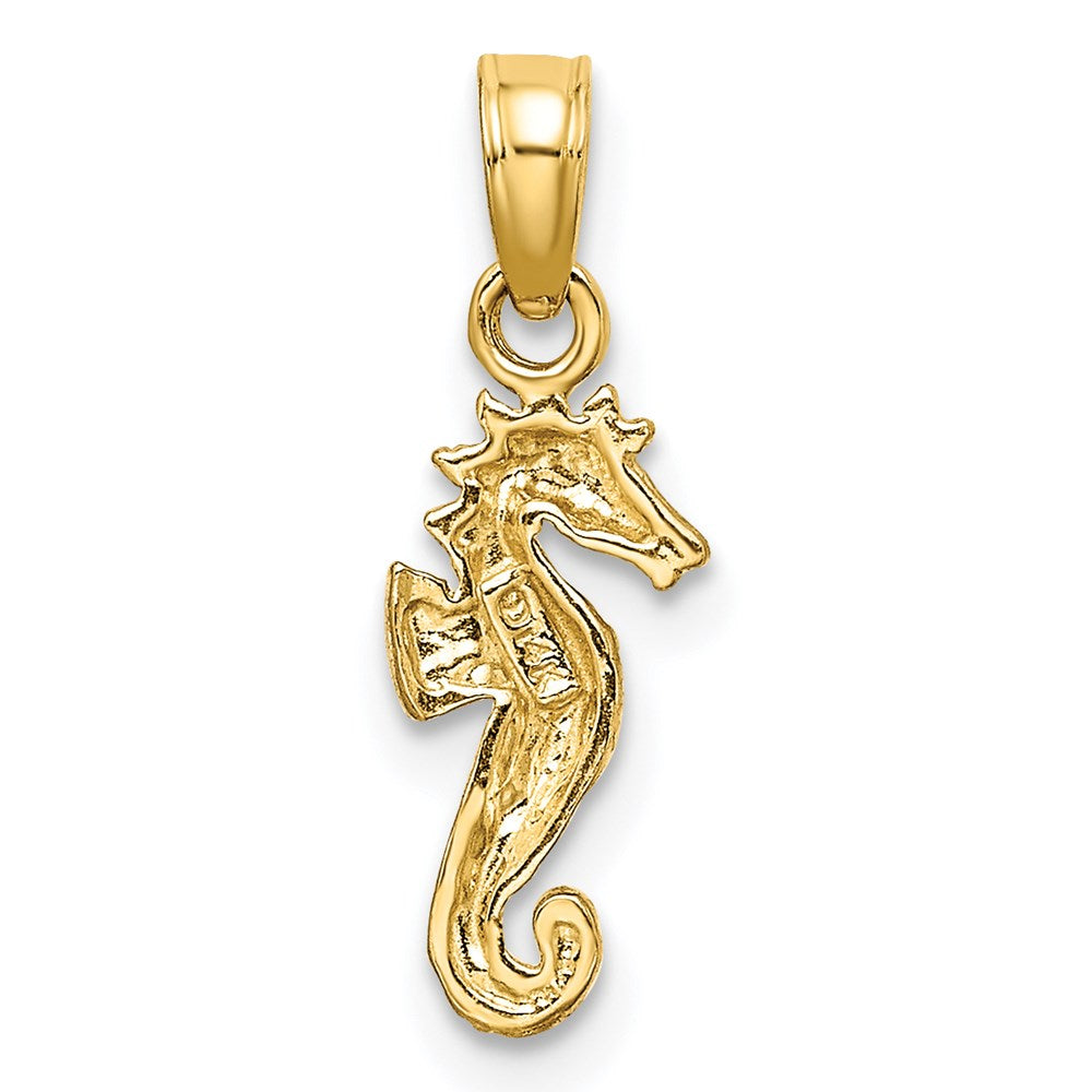 14K Yellow & Rhodium With White Seahorse Charm