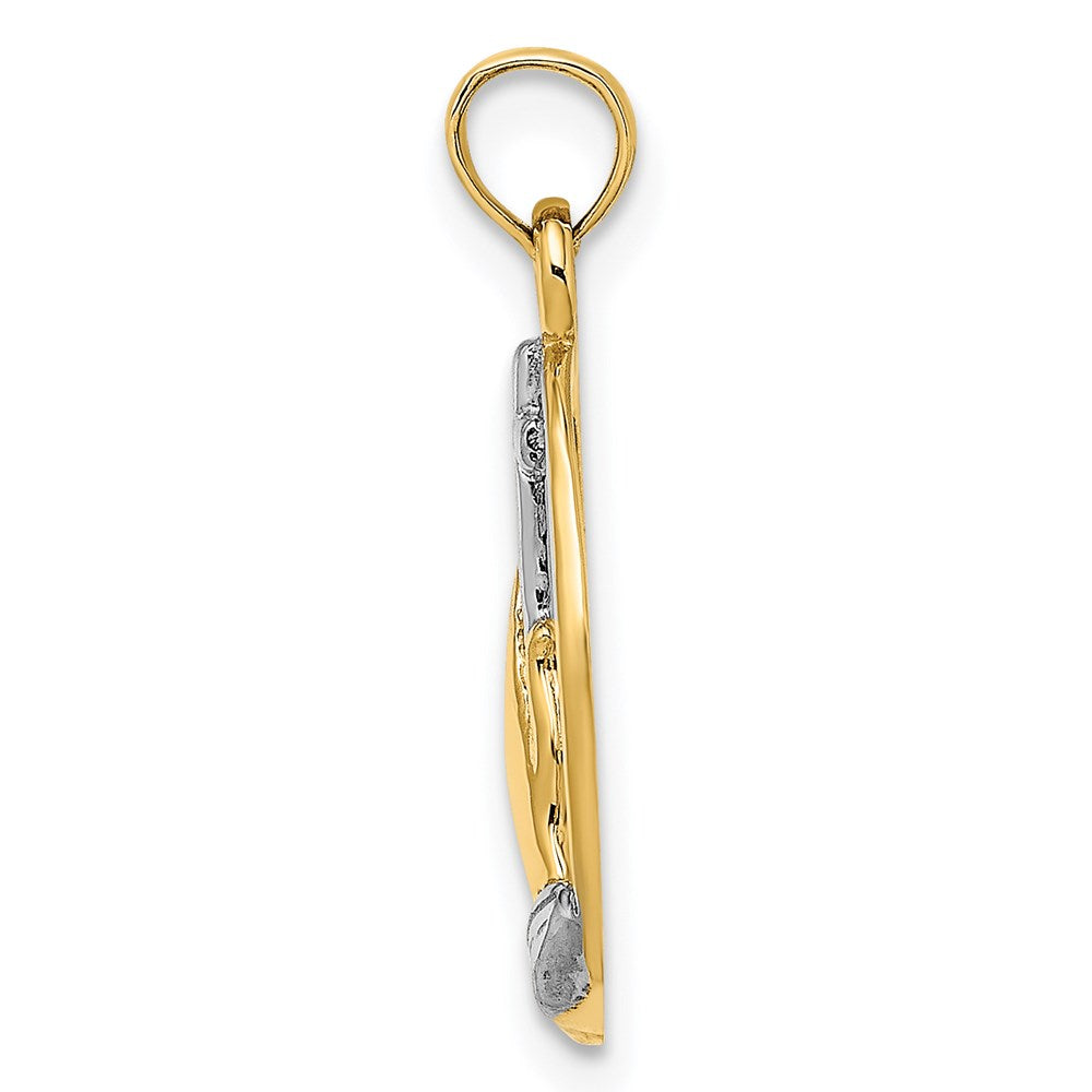 14K Yellow & Rhodium W/ Praying Hands And Cross Charm