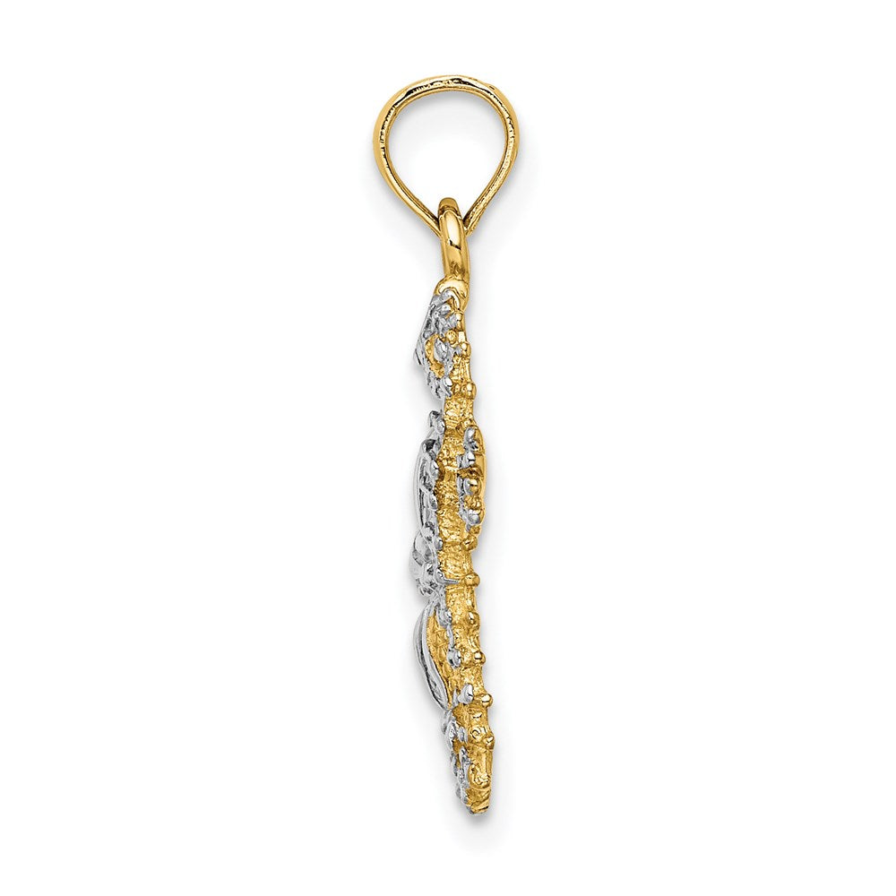14K Yellow & Rhodium With White Starfish And Seahorse Charm