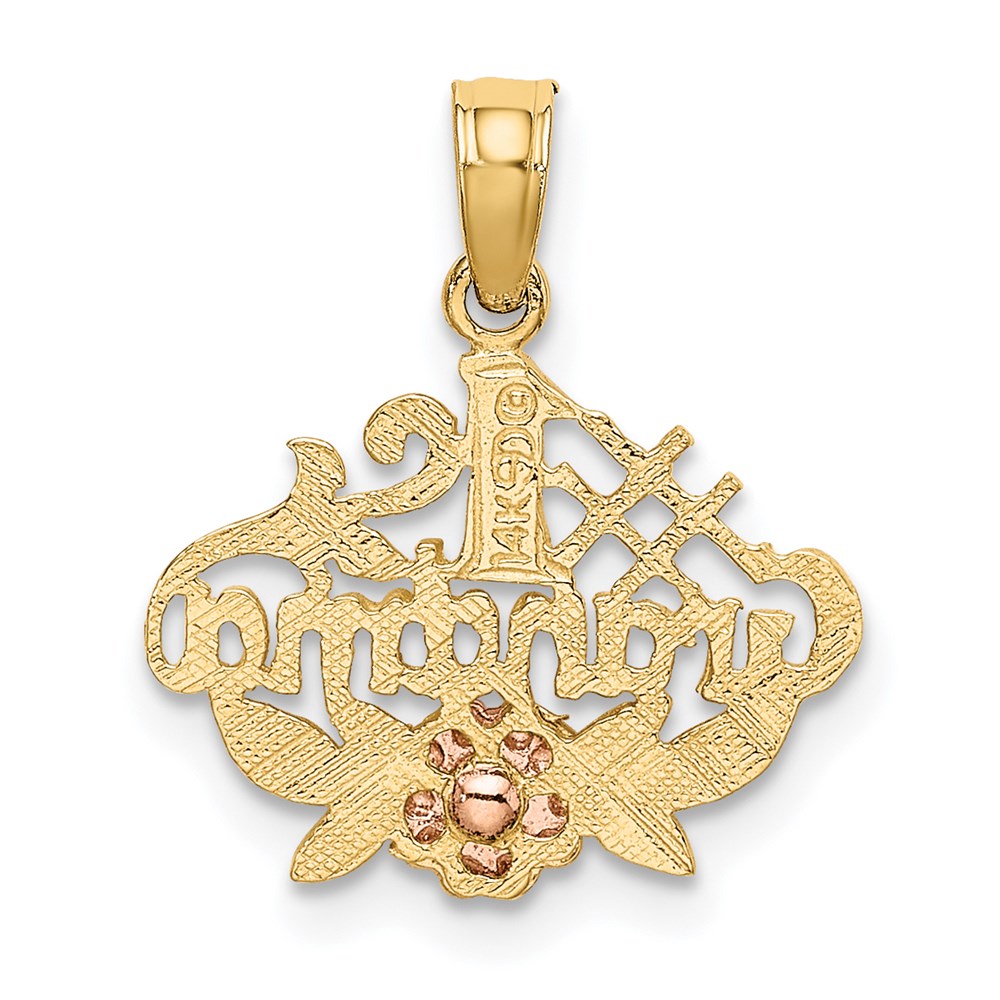 14K Two-Tone #1 Grandma W/ Flower Charm