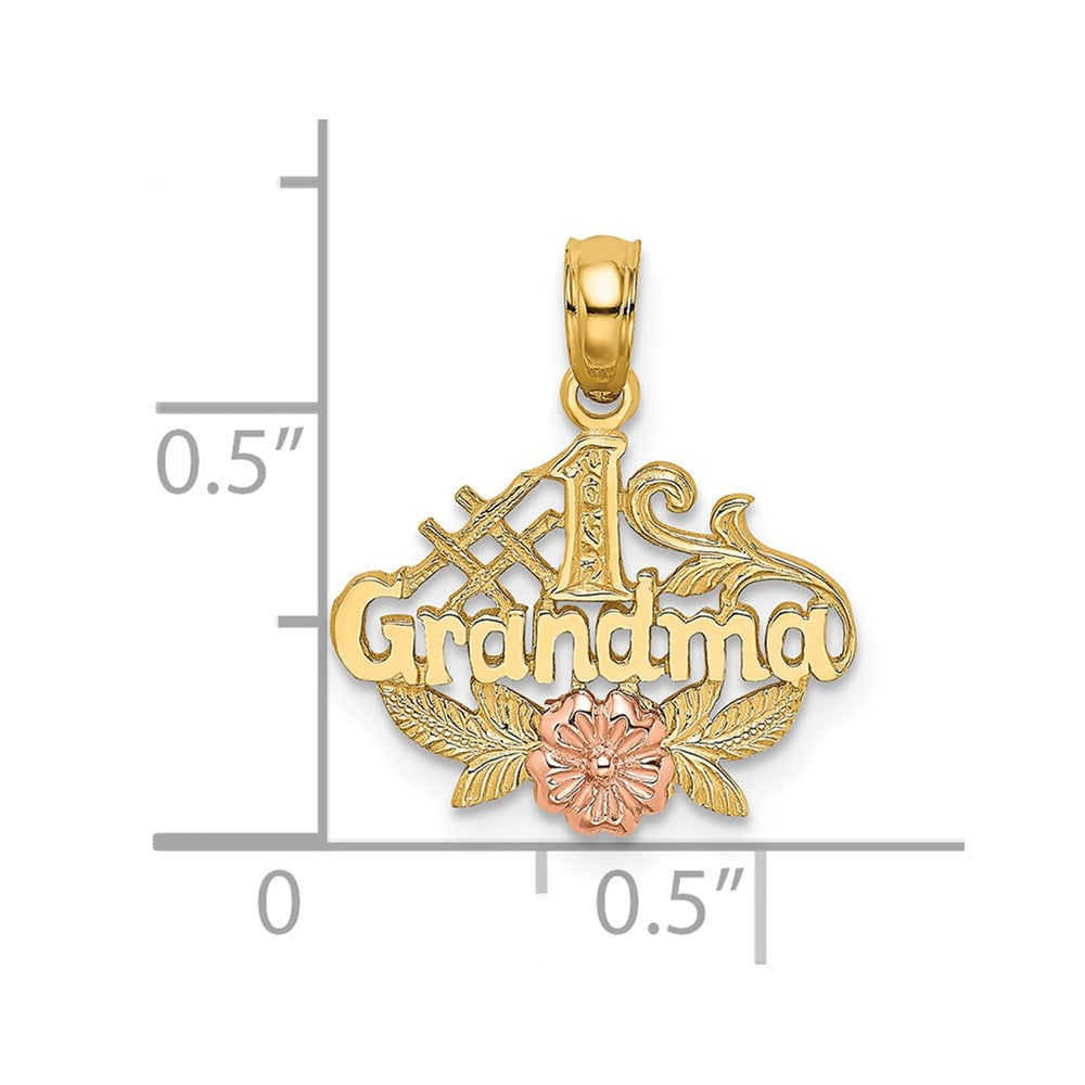 14K Two-Tone #1 Grandma W/ Flower Charm