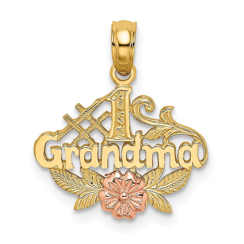 14K Two-Tone #1 Grandma W/ Flower Charm