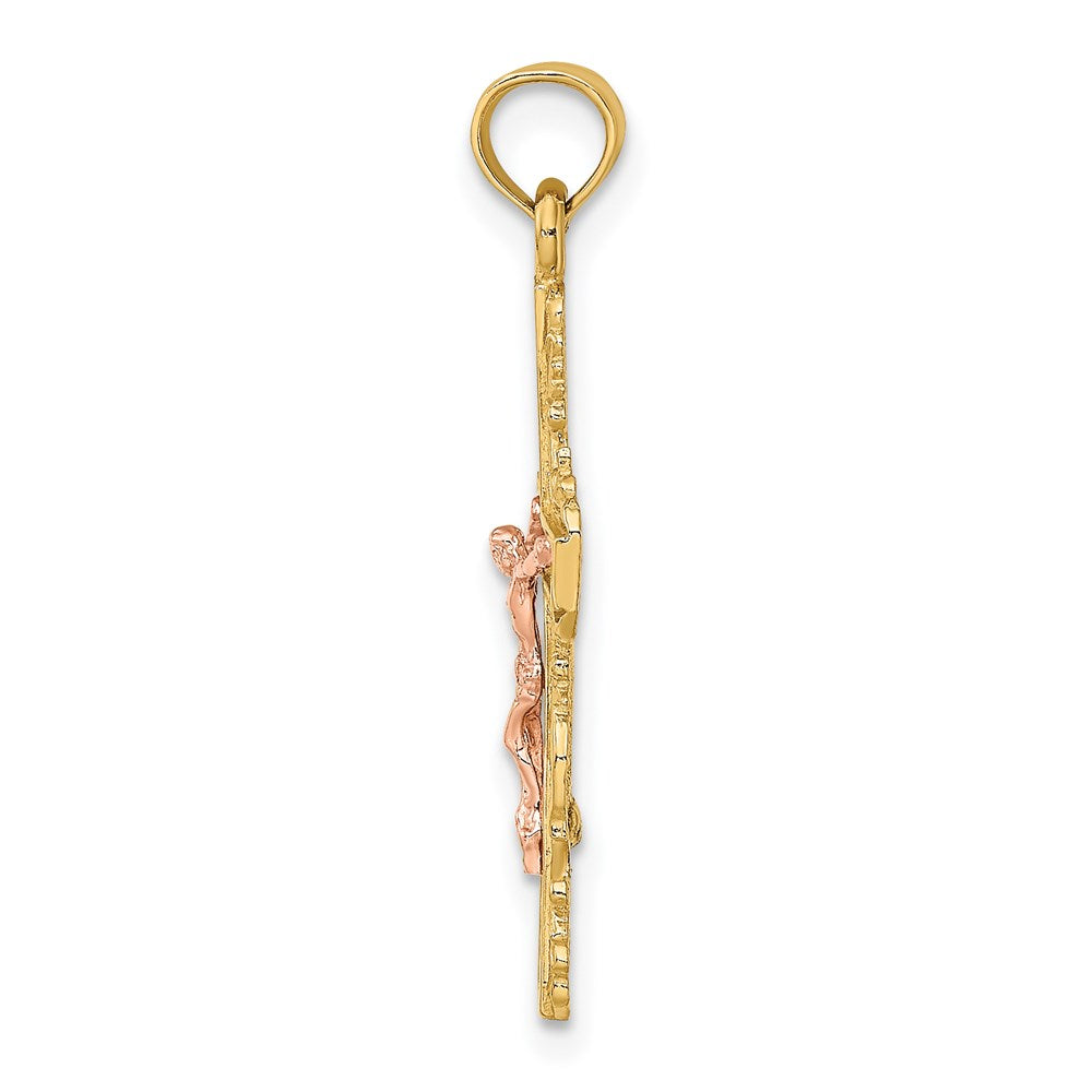 14K Two-Tone W/ Lace Trim Crucifix Charm