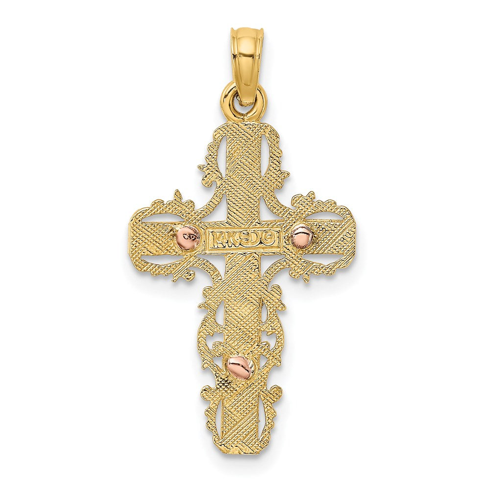 14K Two-Tone W/ Lace Trim Crucifix Charm