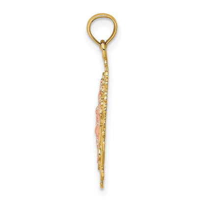 14K Two-Tone Two Tone W/ Lace Trim Crucifix Charm