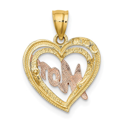 14K Two-Tone Mom Heart Charm