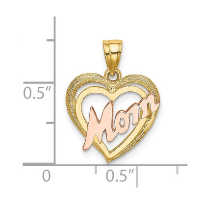 14K Two-Tone Mom Heart Charm