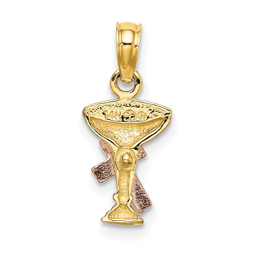 14K Two-Tone Communion Cup W/ Cross Charm