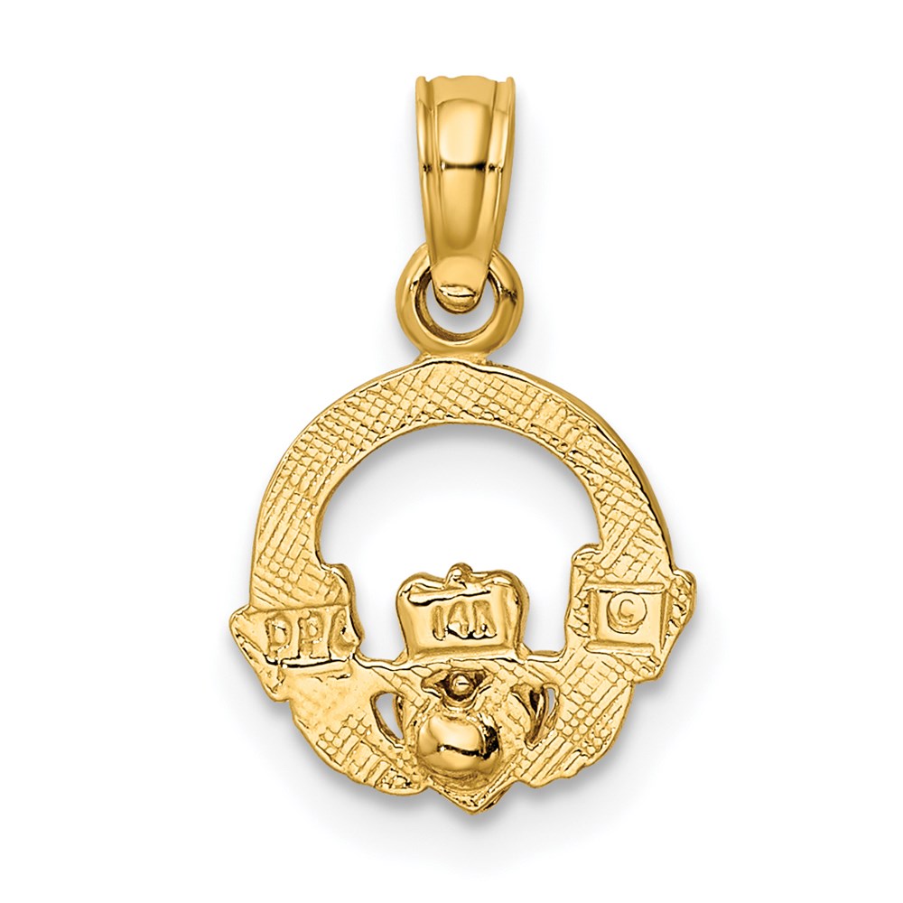 14K Two-Tone Claddagh W/ Heart Charm
