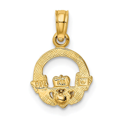 14K Two-Tone Claddagh W/ Heart Charm