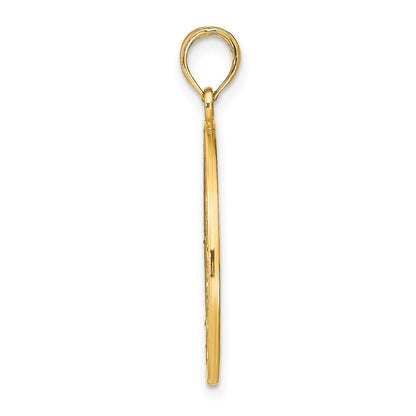14K Yellow & Rhodium W/Rhodium Floral Medallion Pendant Charm