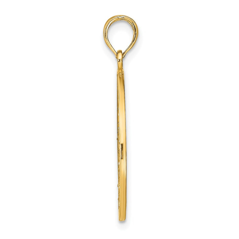 14K Yellow & Rhodium W/Rhodium Floral Medallion Pendant Charm