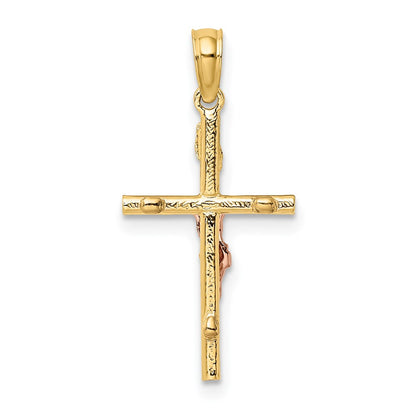 14K Two-Tone Cross Crucifix Charm
