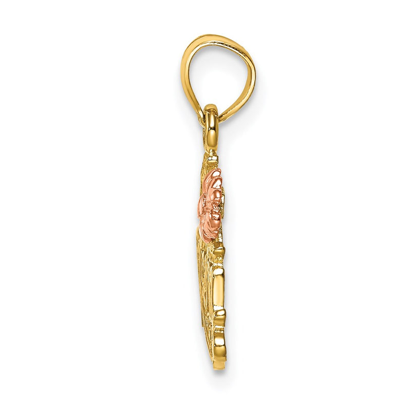 14K Two-Tone #1 Mom W/ Flower Charm