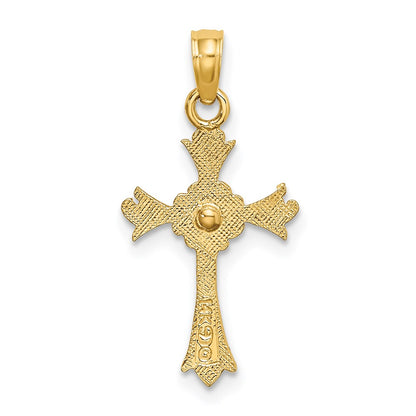 14K Two-Tone Cross W/ Heart Charm