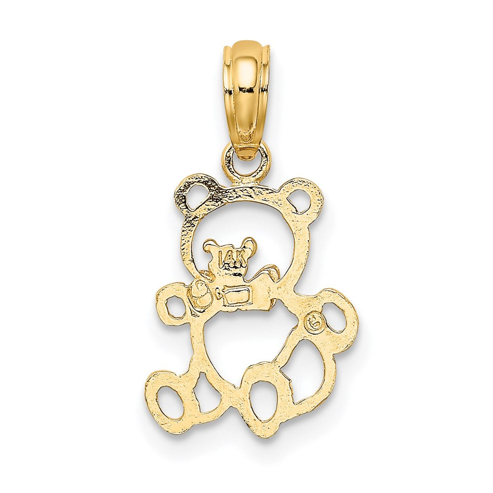 14K Two-Tone Cut-Out Teddy Bear W/ Bow Tie Charm