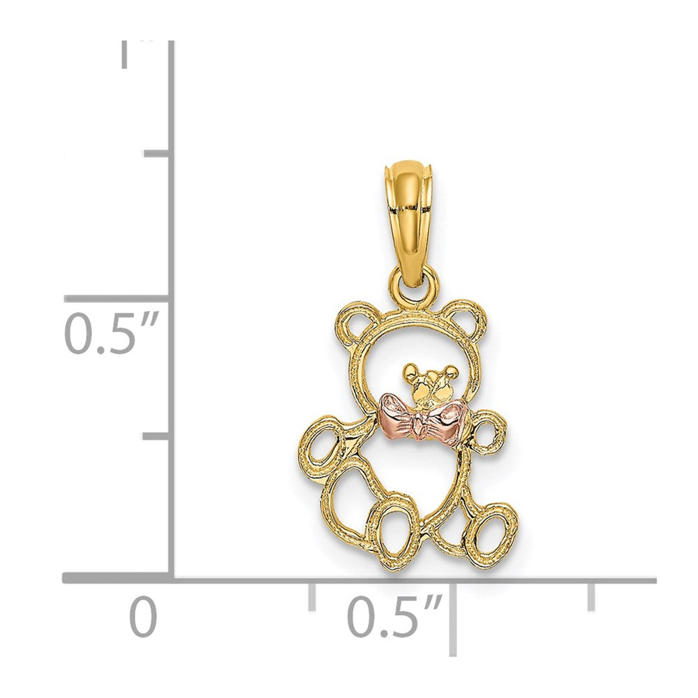 14K Two-Tone Cut-Out Teddy Bear W/ Bow Tie Charm