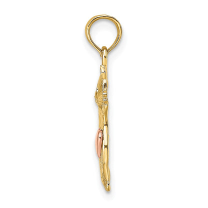 14K Two-Tone Cat W/ Heart Charm