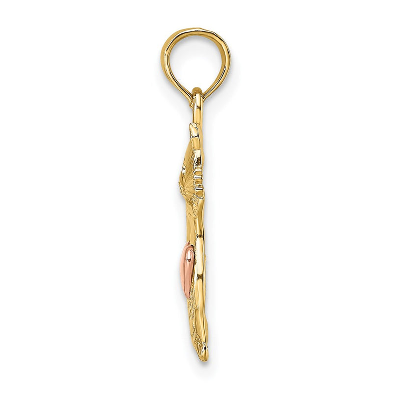 14K Two-Tone Cat W/ Heart Charm