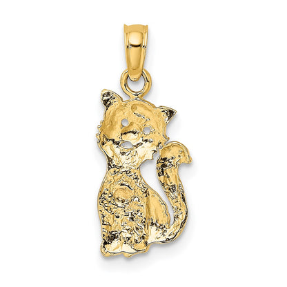 14K Two-Tone Cat W/ Heart Charm