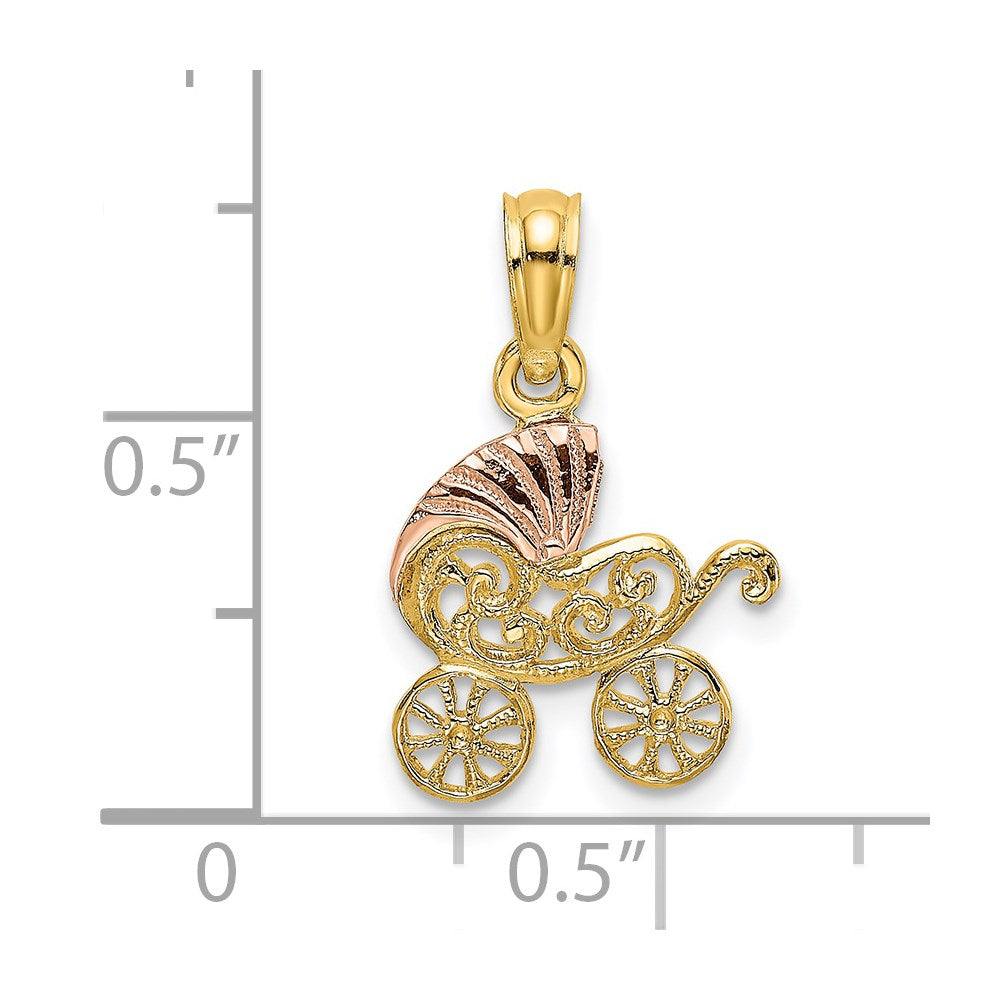 14K Two-Tone Baby Carriage W/ Visor Charm