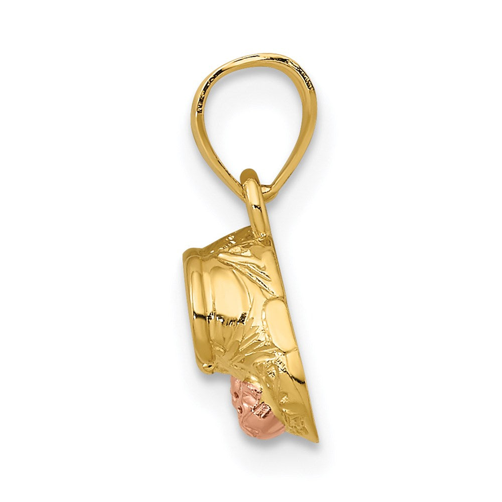 14K Two-Tone 3D Baby Booties W/ Teddy Bear Charm