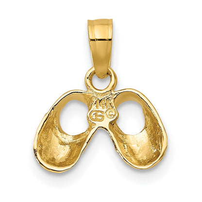 14K Two-Tone 3D Baby Booties W/ Teddy Bear Charm