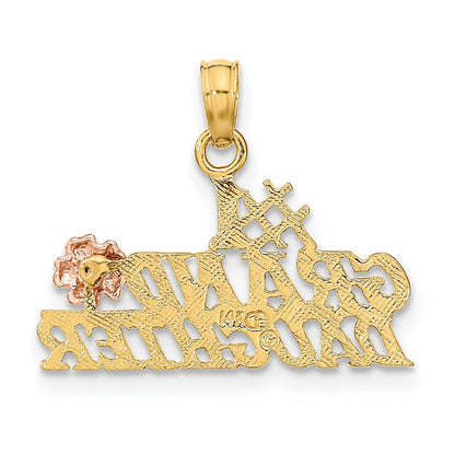 14K Two-Tone #1 Granddaughter W/ Flowers Charm