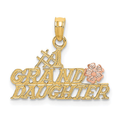 14K Two-Tone #1 Granddaughter W/ Flowers Charm