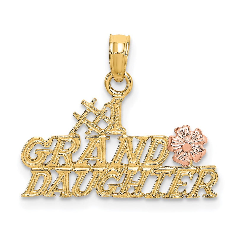 14K Two-Tone #1 Granddaughter W/ Flowers Charm