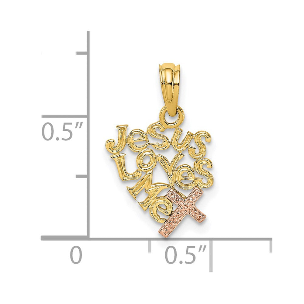 14K Two-Tone Jesus Loves Me Charm