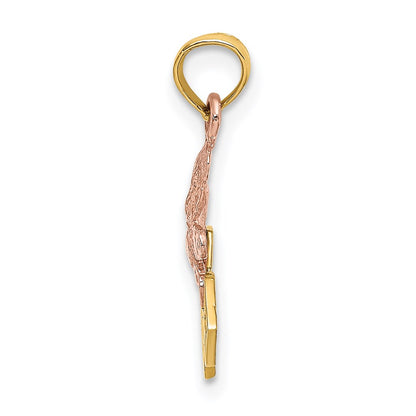 14K Two-Tone Teddy Bear W/ Abc Blocks Charm