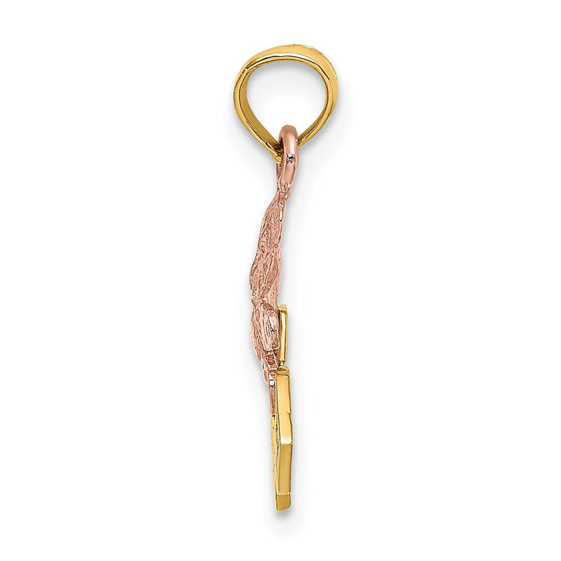 14K Two-Tone Teddy Bear W/ Abc Blocks Charm