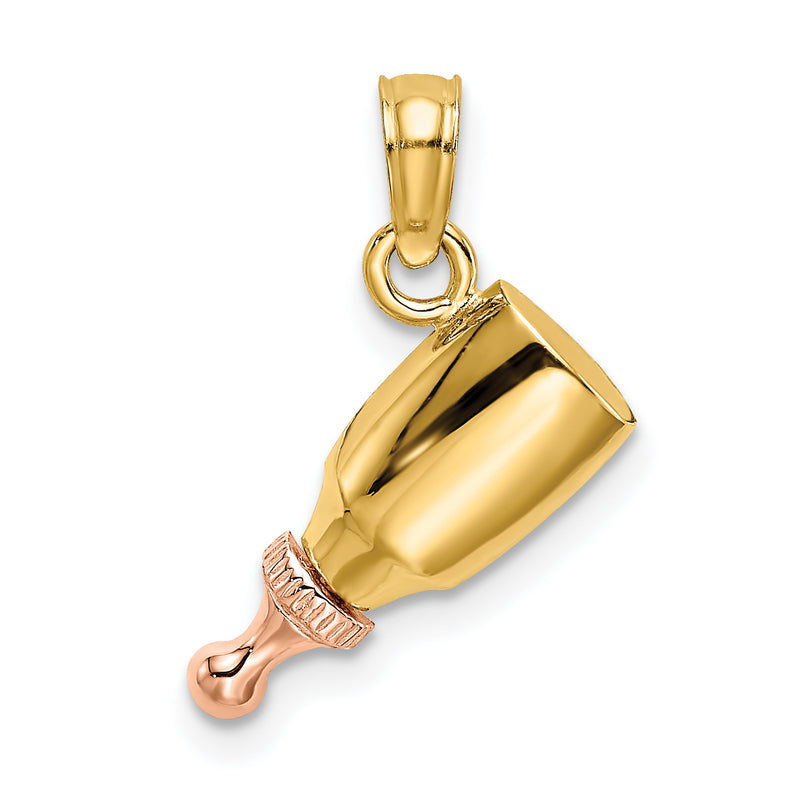 14K Two-Tone Baby Bottle Charm