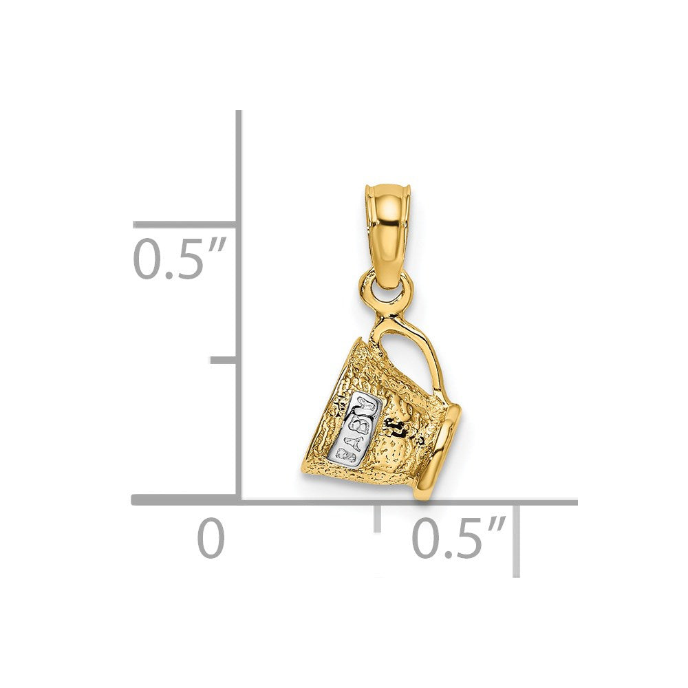 14K Yellow & Rhodium W/Rhodium 3-D Baby Cup Charm