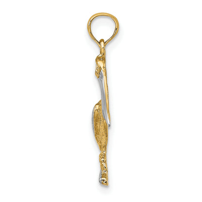 14K Yellow & Rhodium With White Standing Pelican Charm