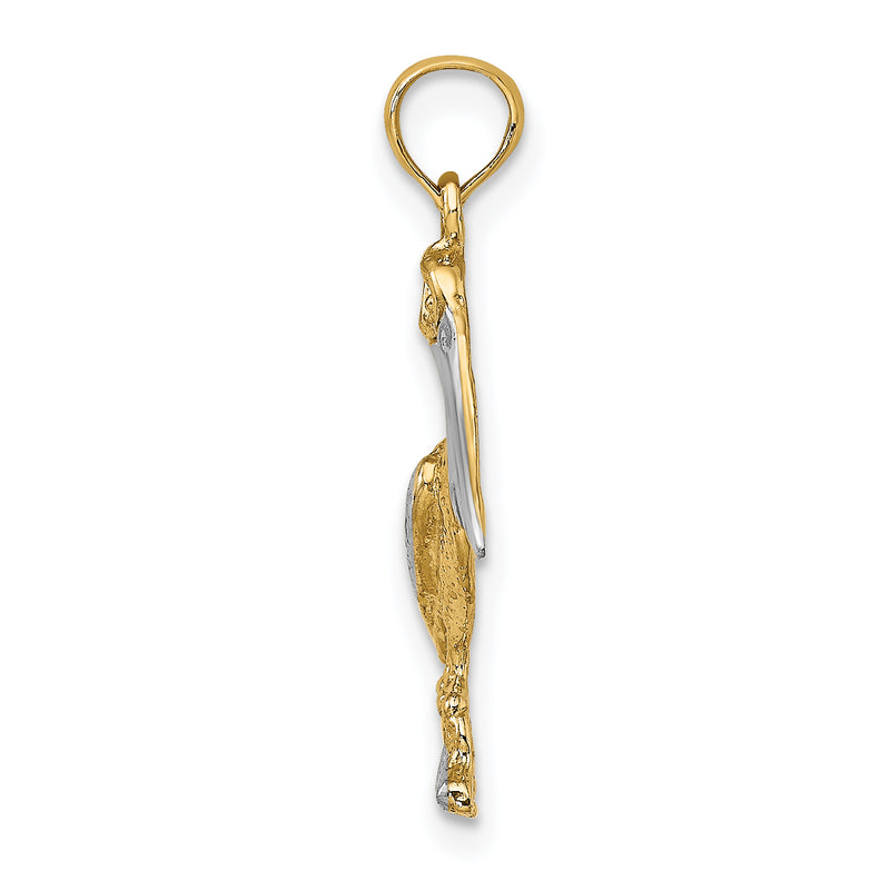 14K Yellow & Rhodium With White Standing Pelican Charm