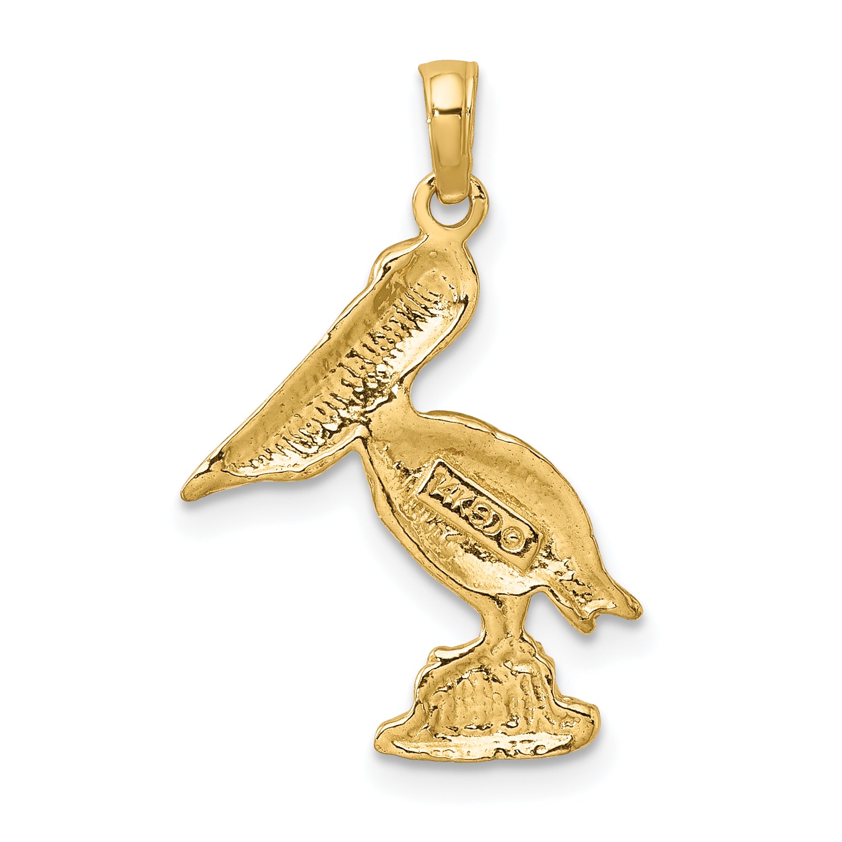 14K Yellow & Rhodium With White Standing Pelican Charm