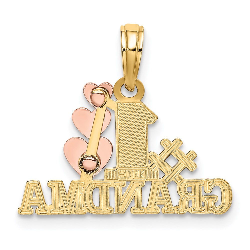 14K Two-Tone #1 Grandma W/ Three Hearts Charm